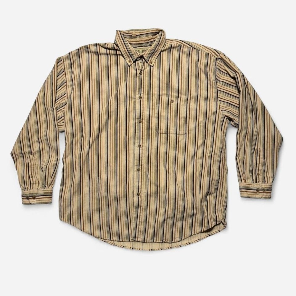 Sun River Men's Brown Striped Button-Up Shirt